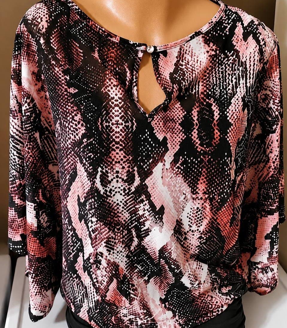Pink Snake Keyhole Blouse