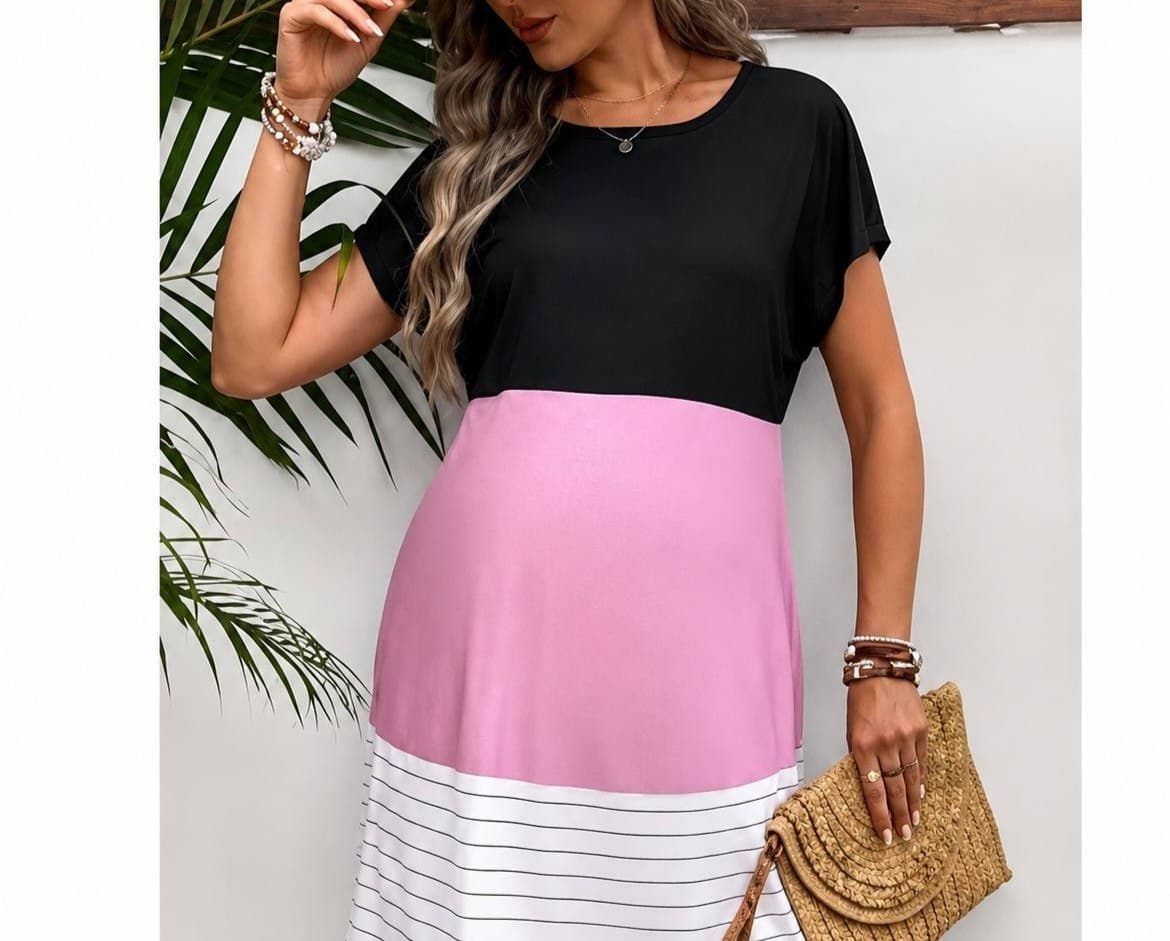 Tricolor Tee Midi Dress